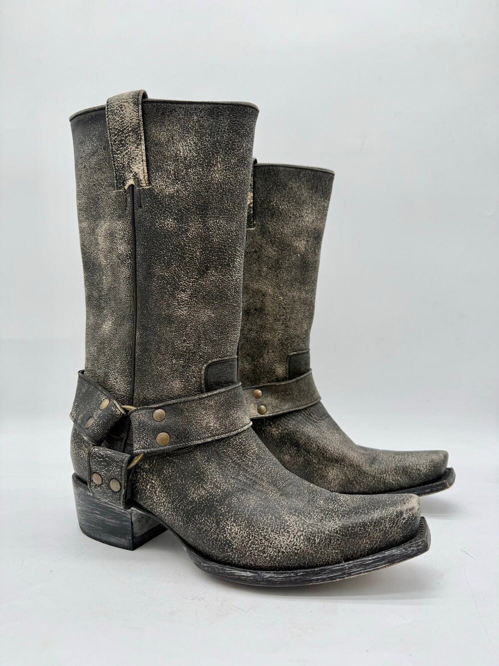 Old Gringo Women’s 7.5 Black Distressed Leather Harness Biker Western Boots